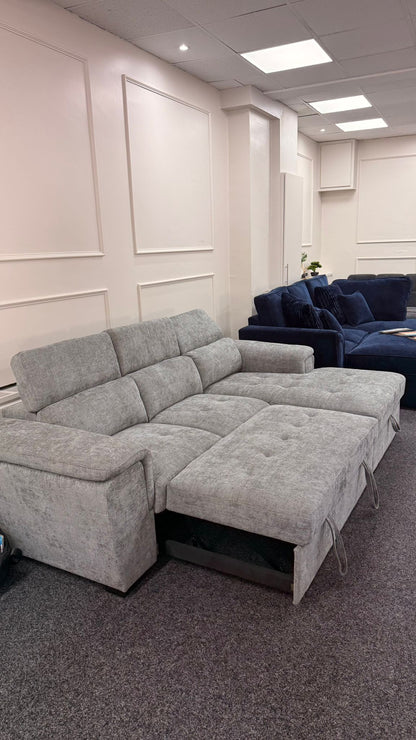 Alaya Storage L Shape Sofa Bed - Grey