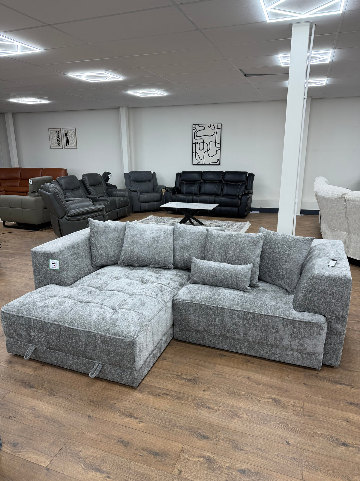 Brooklyn Electric Storage Left Hand Sofa Bed - Silver