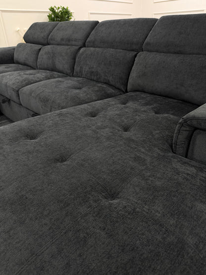 Alaya Storage U Shape Sofabed - Black