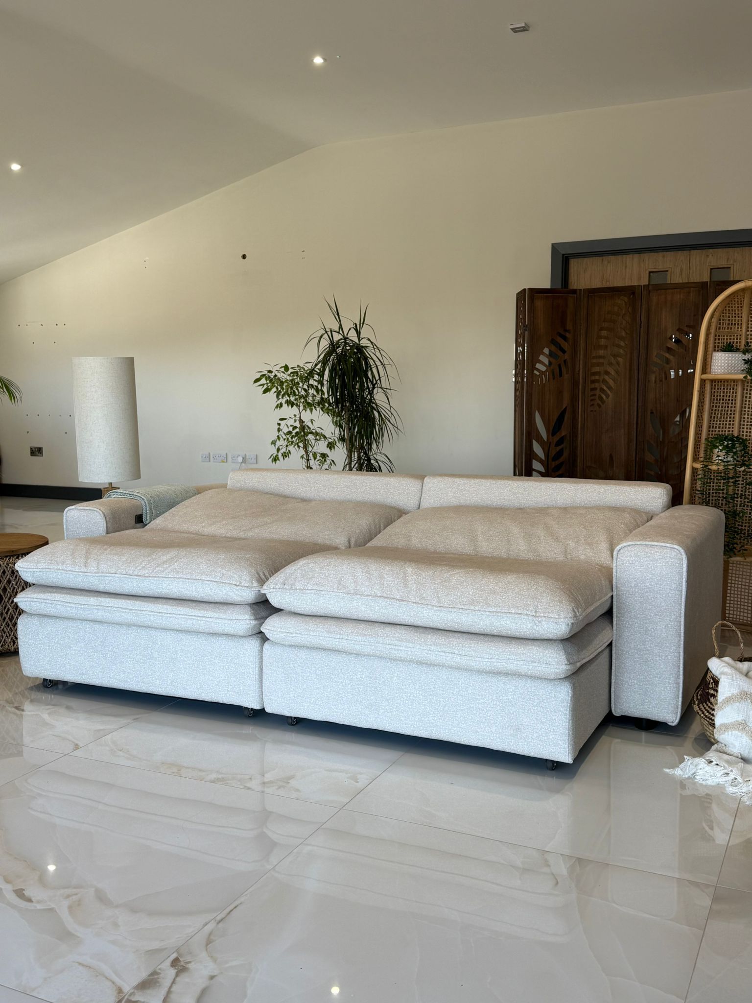 Florence Cloud Electric Seat Extension Sofa Bed  - Beige