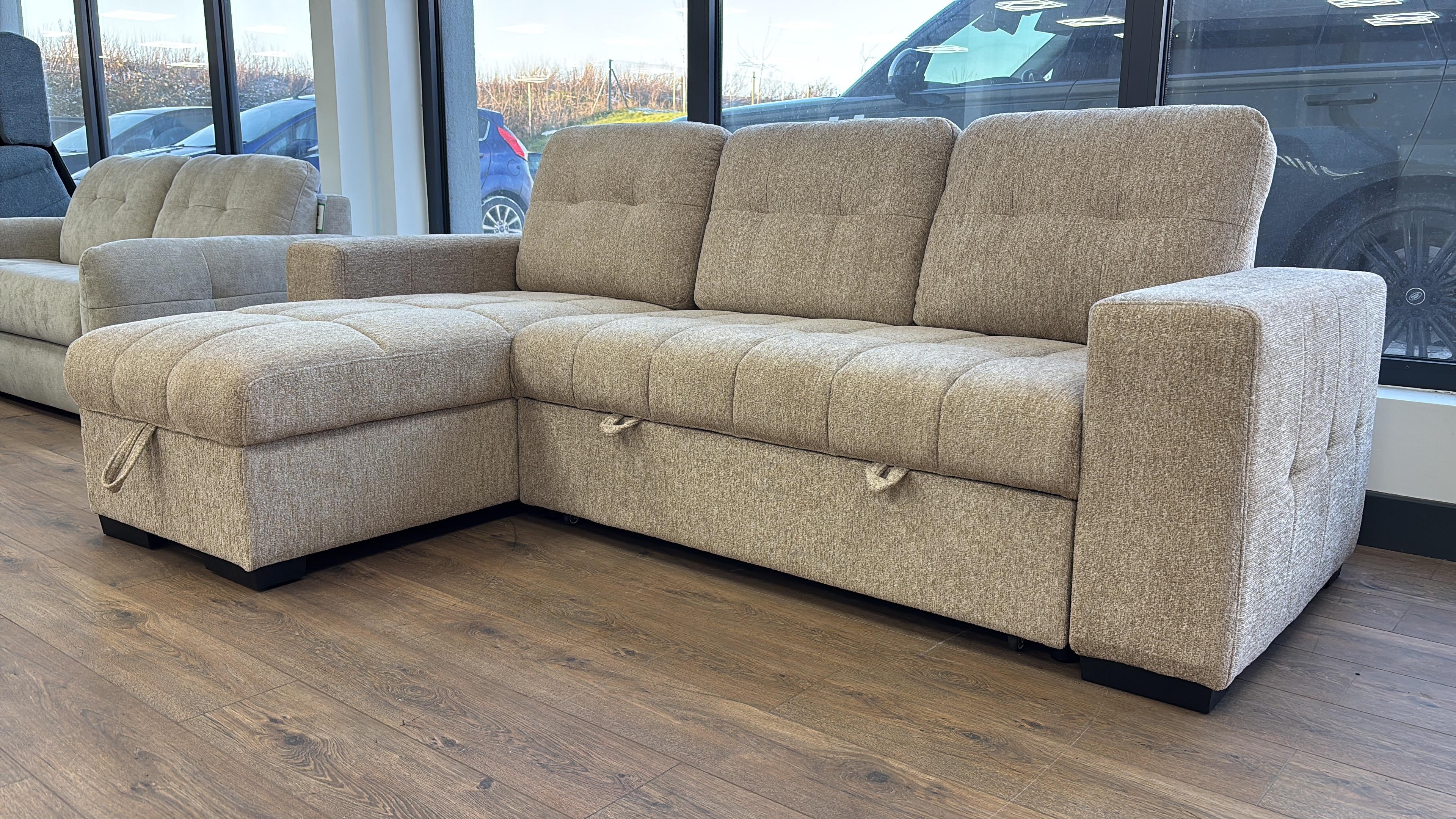Palermo Universal Corner Sofabed With Storage - Beige