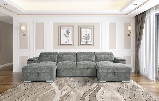 Alaya Large U Shape Sofa Bed - Grey