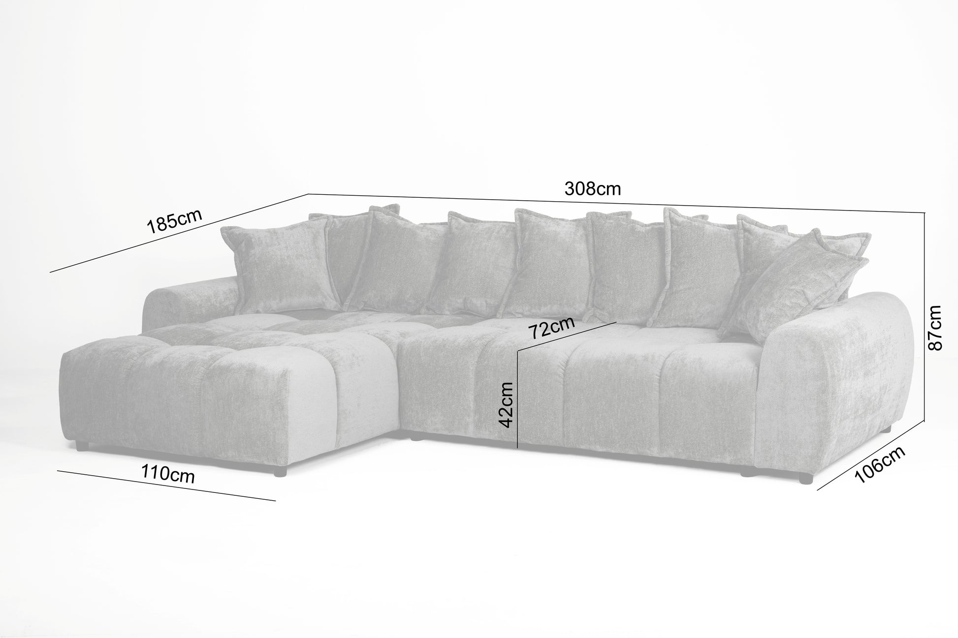 Albane Left Hand Sofa Bed - Grey