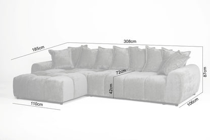 Albane Left Hand Sofa Bed - Grey