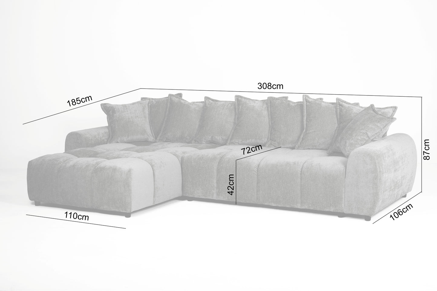 Albane Right Hand Sofa Bed - Grey