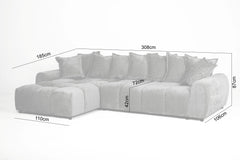 Albane Left Hand Sofa Bed - Grey