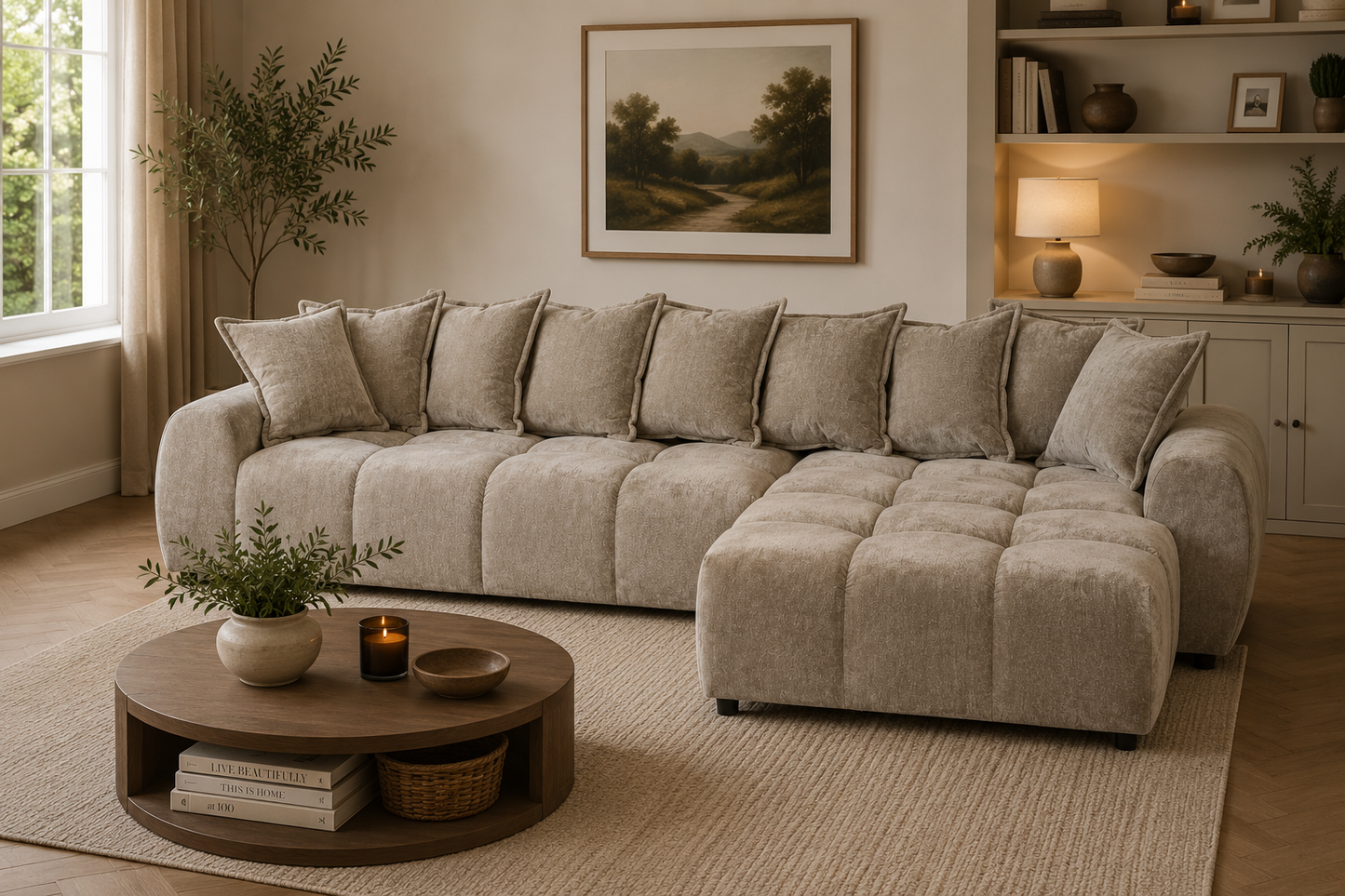 Albane Right Hand Sofa Bed - Mocha