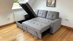 Alder Universal Corner Sofabed With Storage - Grey