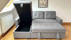 Alder Universal Corner Sofabed With Storage - Grey