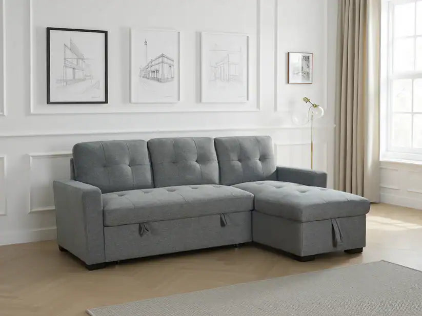 Alder Universal Corner Sofabed With Storage - Grey