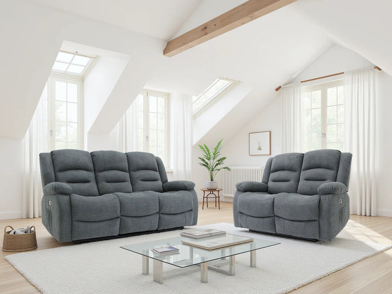 Alva Electric Recliner 3+2 Sofa Set - Graphite