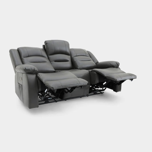 Alva Electric Recliner Sofa Grey 3 Seater