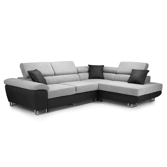 Anton Sofabed Corner Sofa Bed With Storage Box Grey-Black
