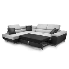 Anton Sofabed Corner Sofa Bed With Storage Box Grey-Black