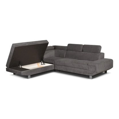 Artic Right Hand Facing Corner Sofa Bed With Storage Box - Grey