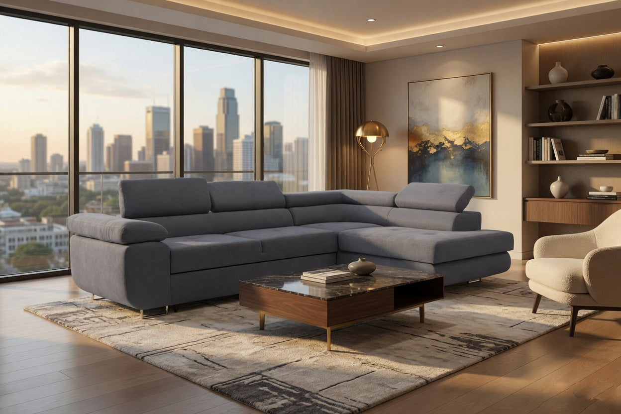 Asto Right Hand Corner Sofa - Graphite