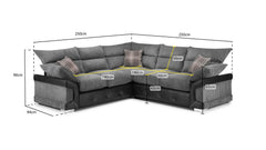 Axania Large Corner Sofa - Black/Grey