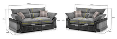 Axania Sofa 3+2 Seater - Black/Grey