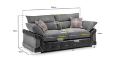 Axania Sofa 3 Seater - Black/Grey