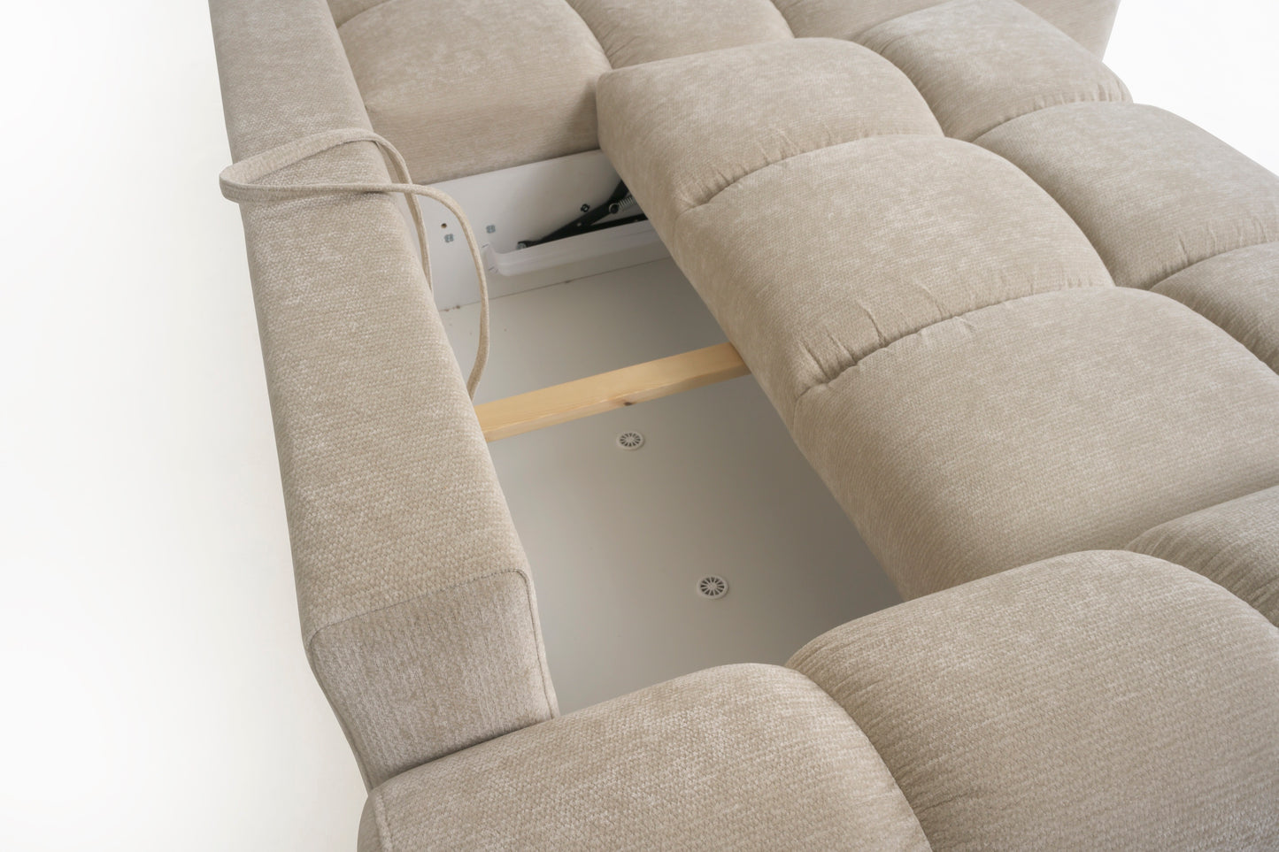 Azzuro Linen Left Hand Sofa Bed - Cream