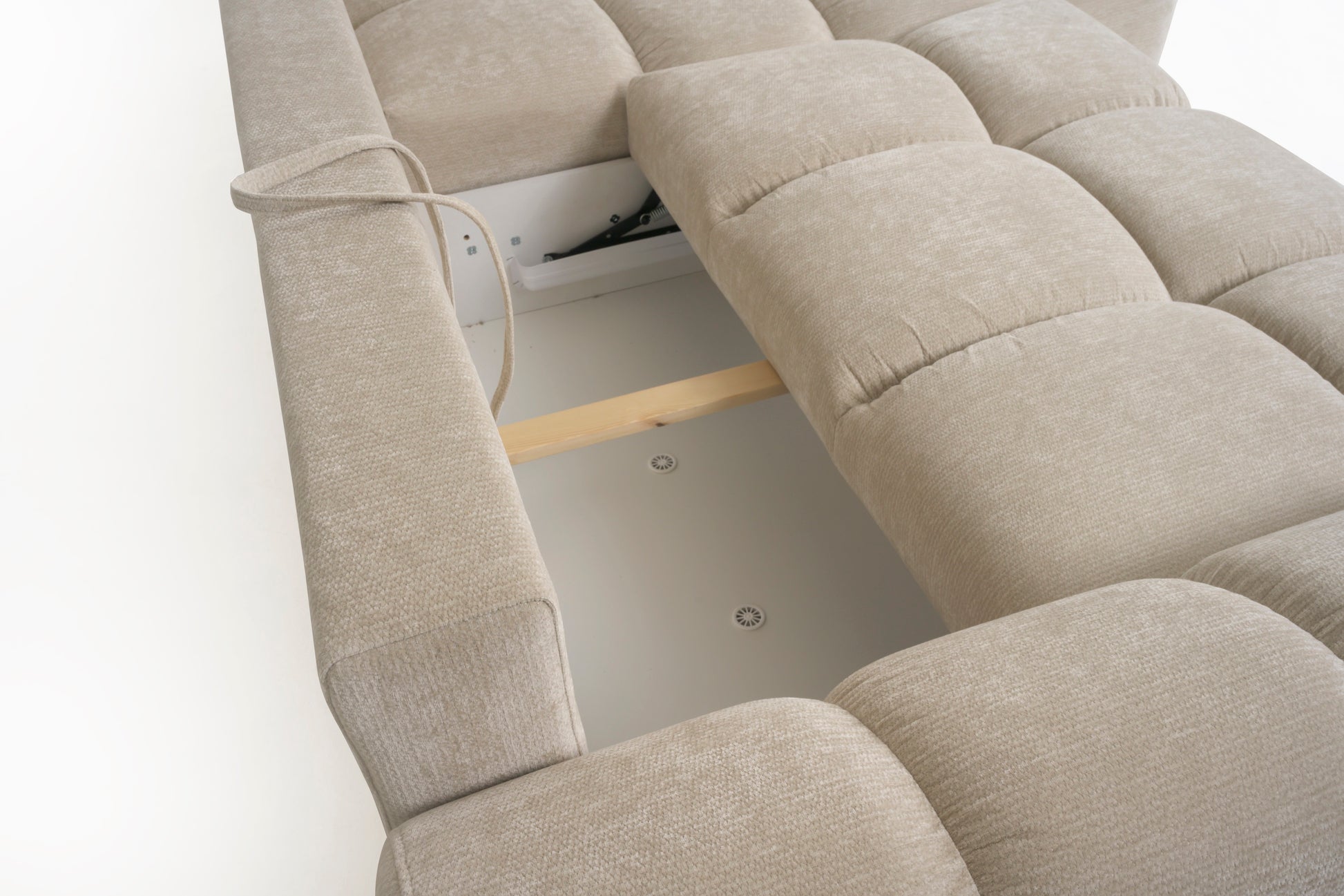 Azzuro Linen Right Hand Sofa Bed - Cream