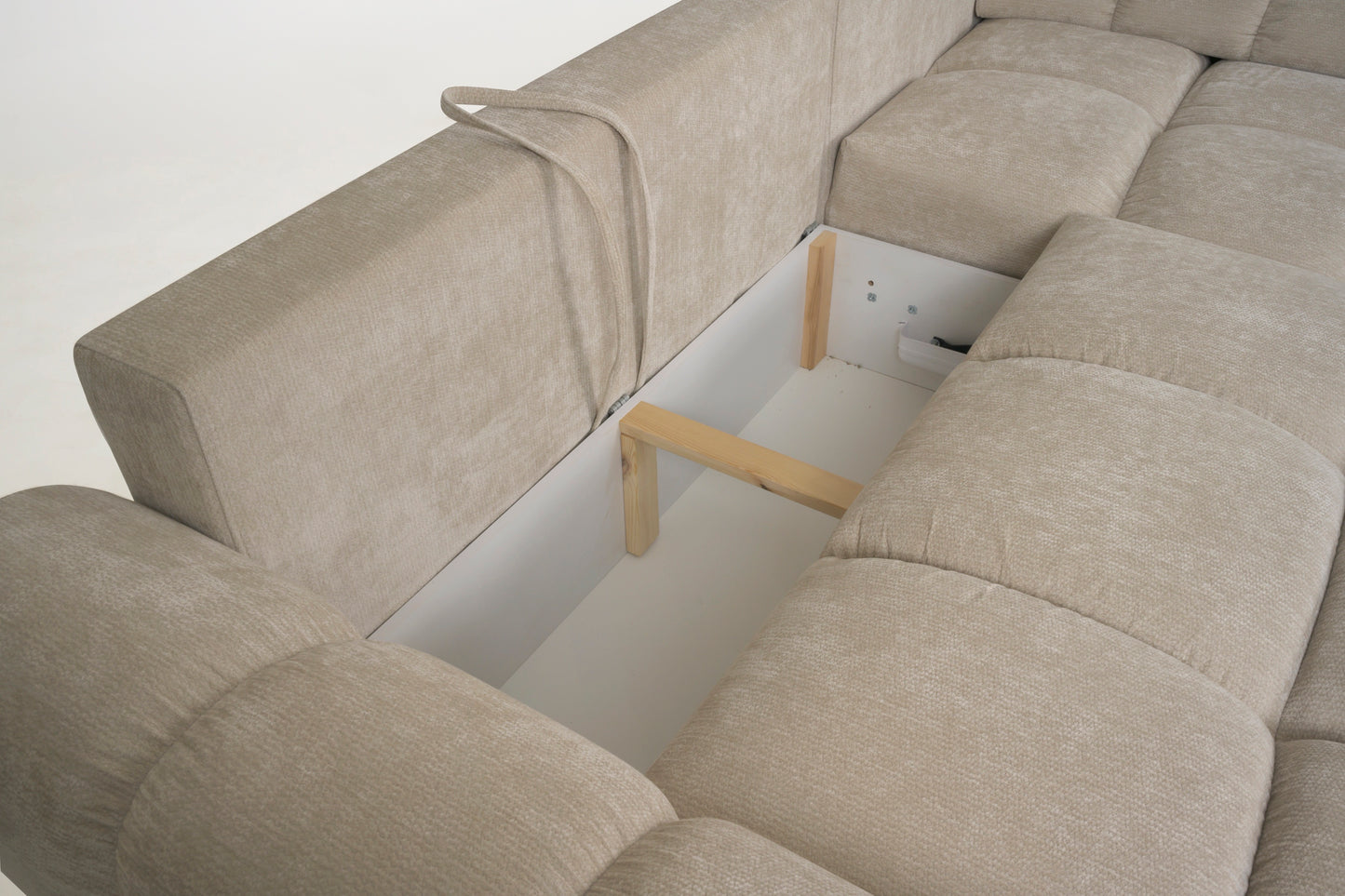 Azzuro Linen Right Hand Sofa Bed - Cream