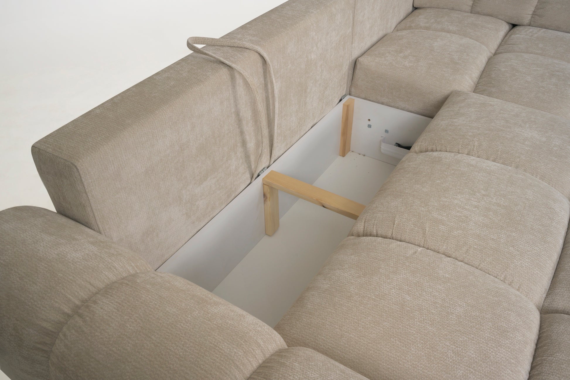 Azzuro Linen Right Hand Sofa Bed - Cream