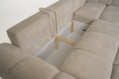 Azzuro Linen Left Hand Sofa Bed - Cream