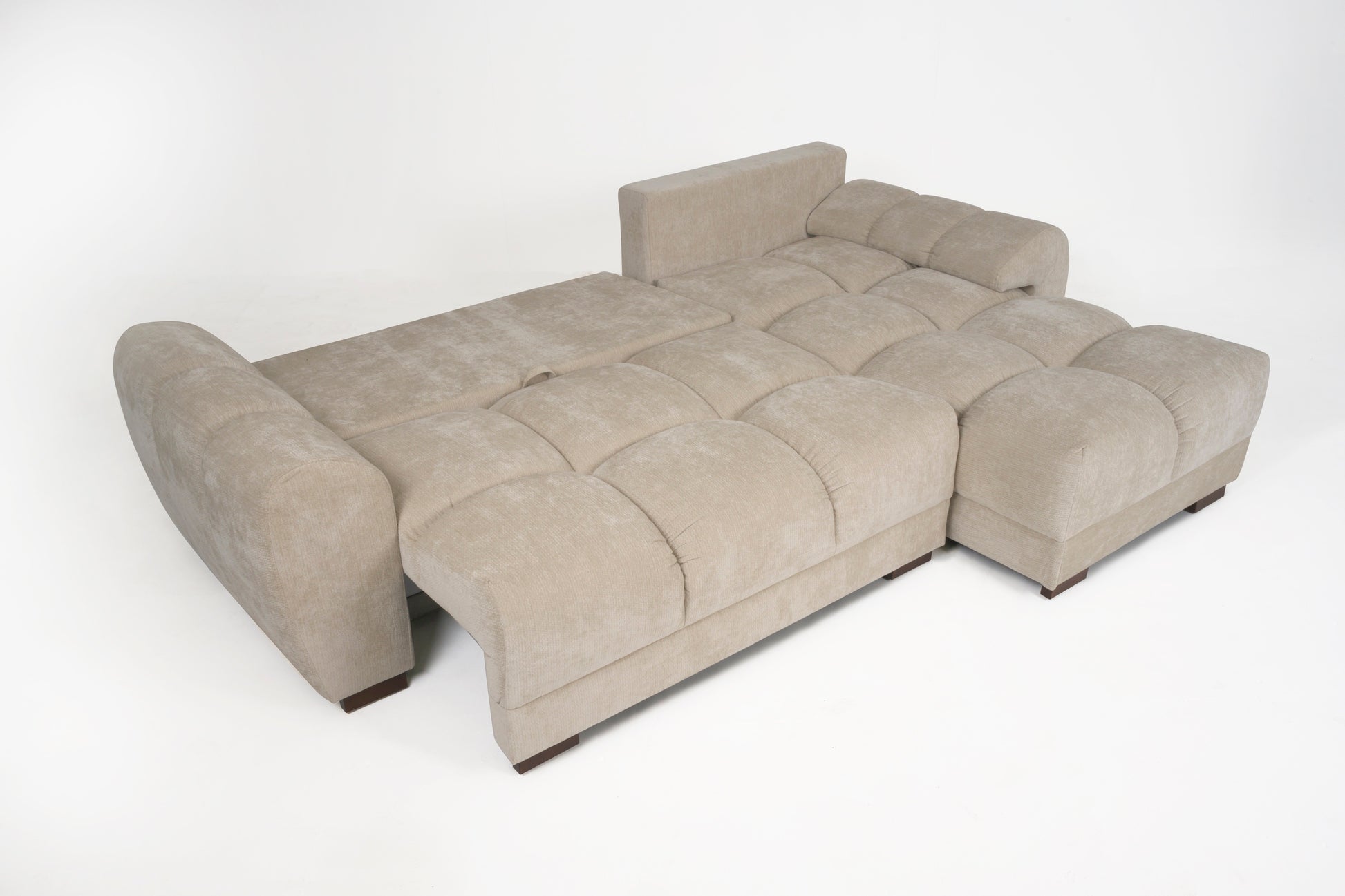 Azzuro Linen Left Hand Sofa Bed - Cream