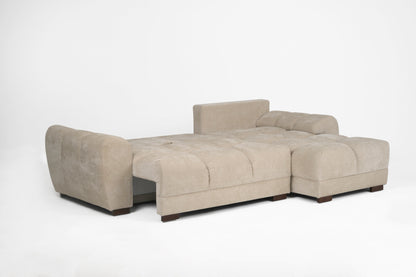 Azzuro Linen Left Hand Sofa Bed - Cream