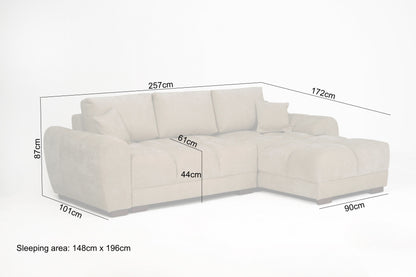 Azzuro Linen Left Hand Sofa Bed - Grey