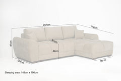 Azzuro Linen Right Hand Sofa Bed - Cream