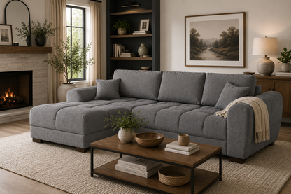Azzuro Linen Left Hand Sofa Bed - Grey