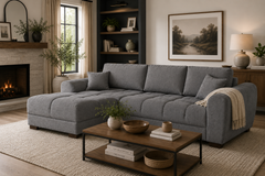 Azzuro Linen Left Hand Sofa Bed - Grey