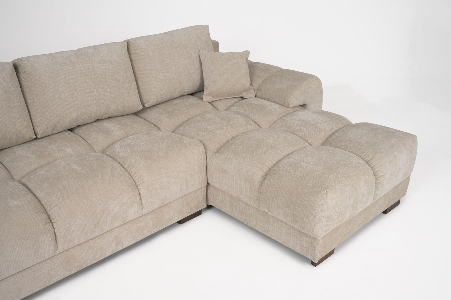 Azzuro Linen Right Hand Sofa Bed - Cream
