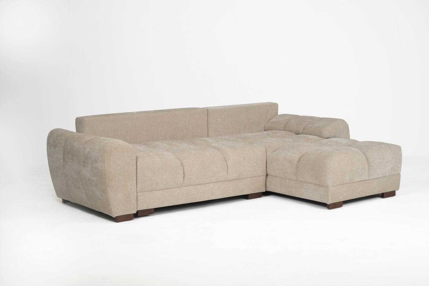 Azzuro Linen Right Hand Sofa Bed - Cream