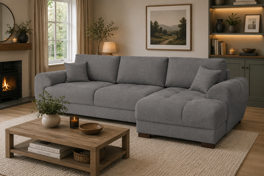 Azzuro Linen Right Hand Sofa Bed - Grey