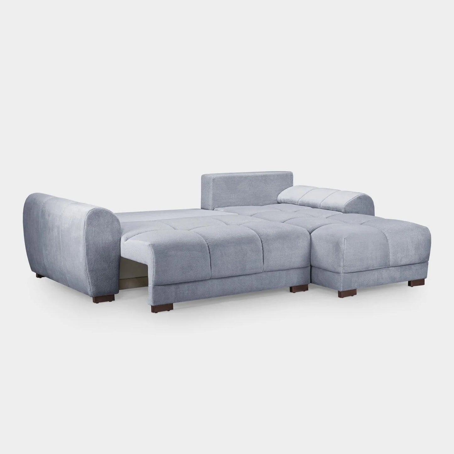 Azzuro Corner Sofa Bed With Storage - Universal Chaise - Plush Velvet  - Grey