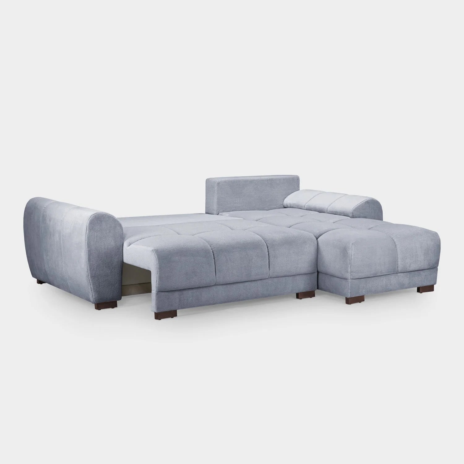 Azzuro Corner Sofa Bed With Storage - Universal Chaise - Plush Velvet  - Grey