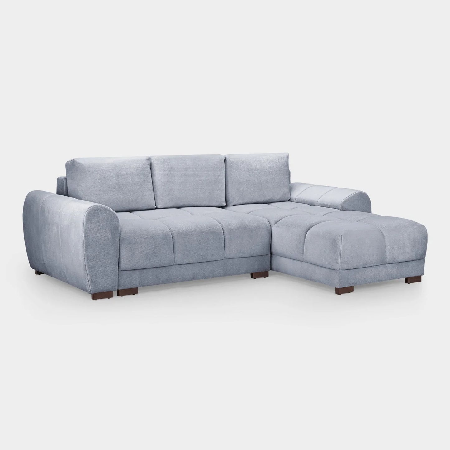 Azzuro Corner Sofa Bed With Storage - Universal Chaise - Plush Velvet  - Grey