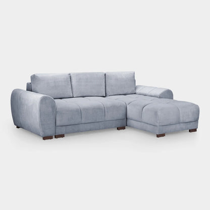 Azzuro Corner Sofa Bed With Storage - Universal Chaise - Plush Velvet  - Grey