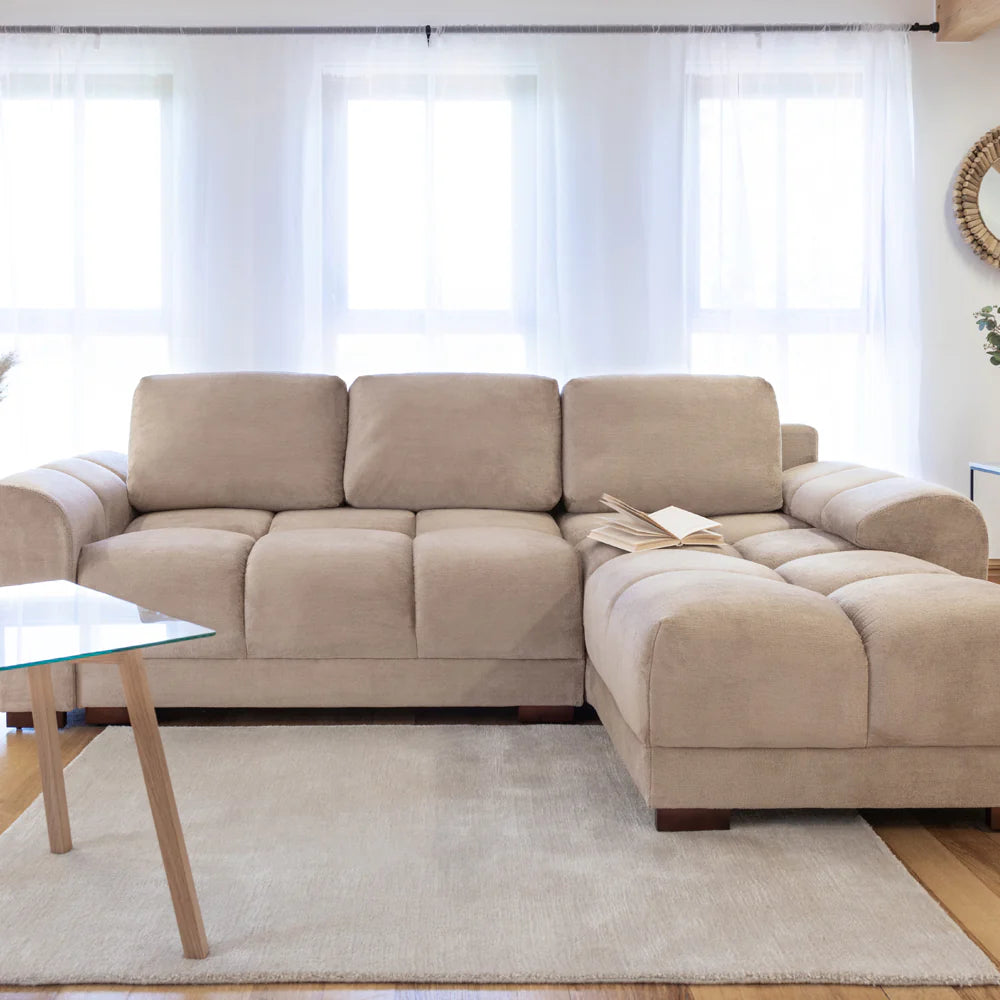 Azzuro Corner Sofa Bed With Storage - Universal Chaise - Plush Velvet  - Mocha