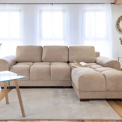 Azzuro Corner Sofa Bed With Storage - Universal Chaise - Plush Velvet  - Mocha
