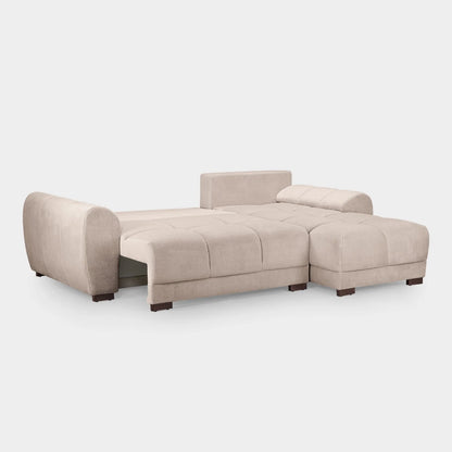 Azzuro Corner Sofa Bed With Storage - Universal Chaise - Plush Velvet  - Mocha