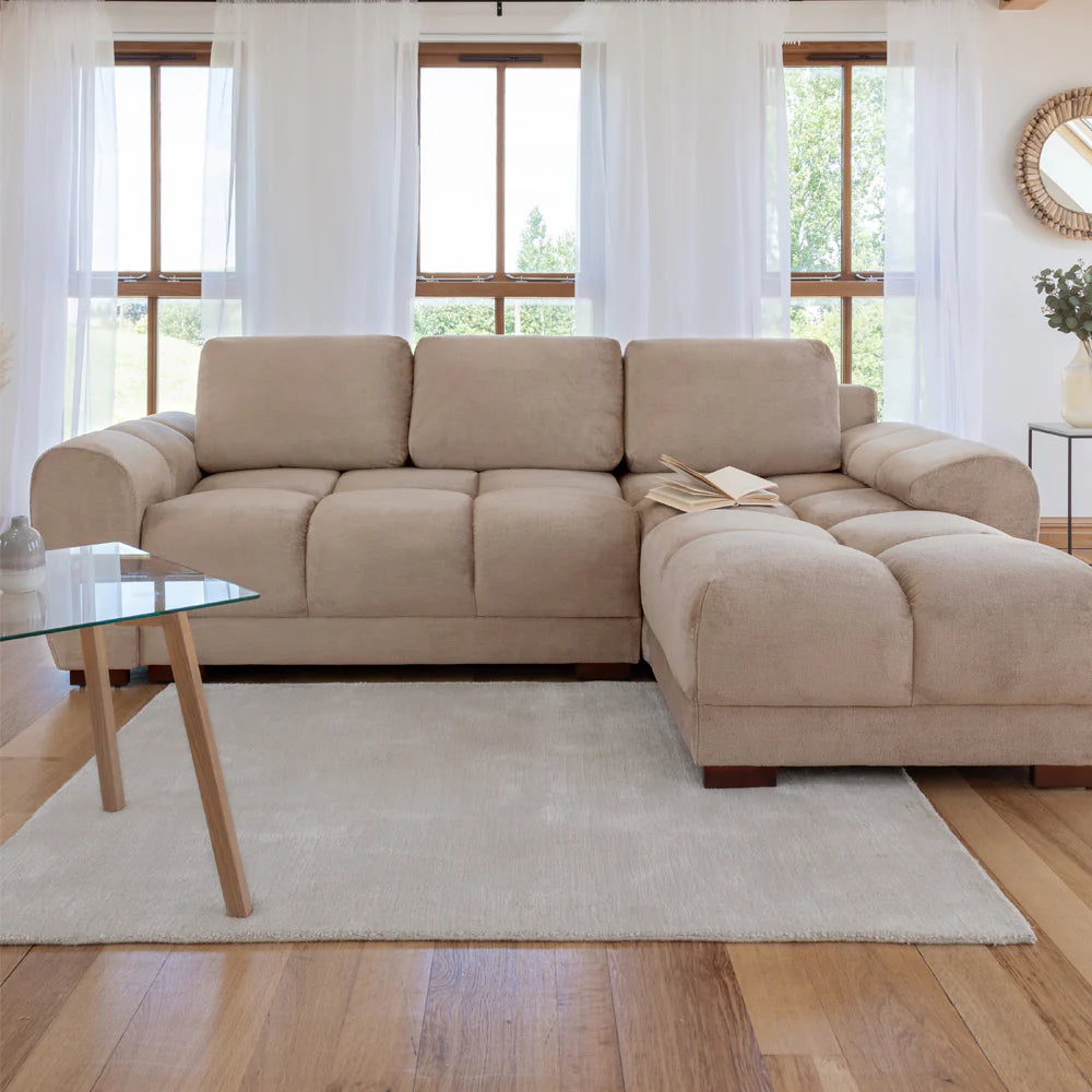 Azzuro Corner Sofa Bed With Storage - Universal Chaise - Plush Velvet  - Mocha