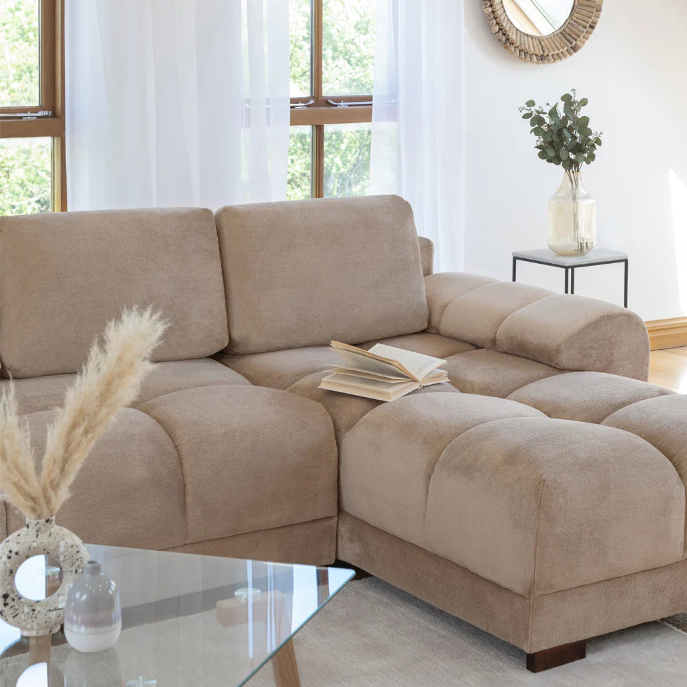 Azzuro Corner Sofa Bed With Storage - Universal Chaise - Plush Velvet  - Mocha