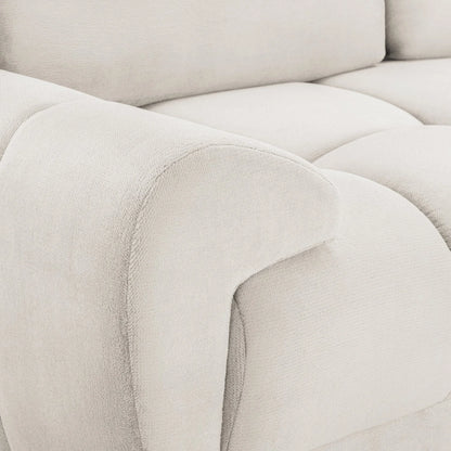 Azzuro 3 Seater Velvet Sofa - Cream - Plush Upholstered
