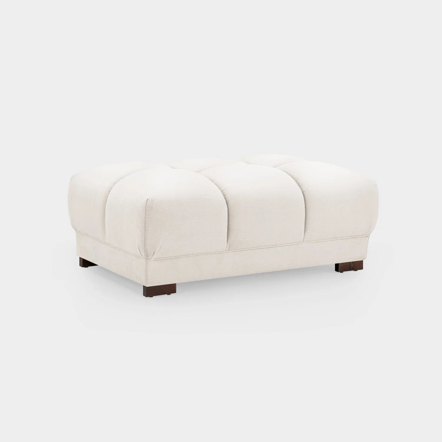 Azzuro Cream Velvet Footstool - Upholstered Sofa Stool