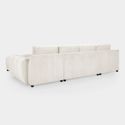 Azzuro Cream U Shape Corner Sofa - Full Back Plush Velvet