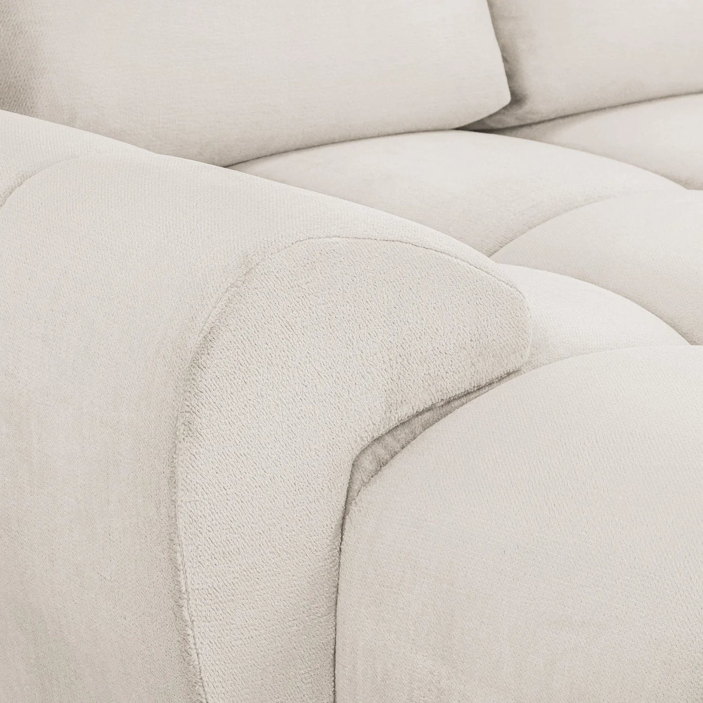Azzuro Cream U Shape Corner Sofa - Full Back Plush Velvet